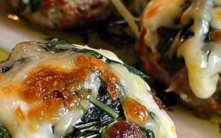 Spinach Garlic Meatballs Stuffed With Mozzarella