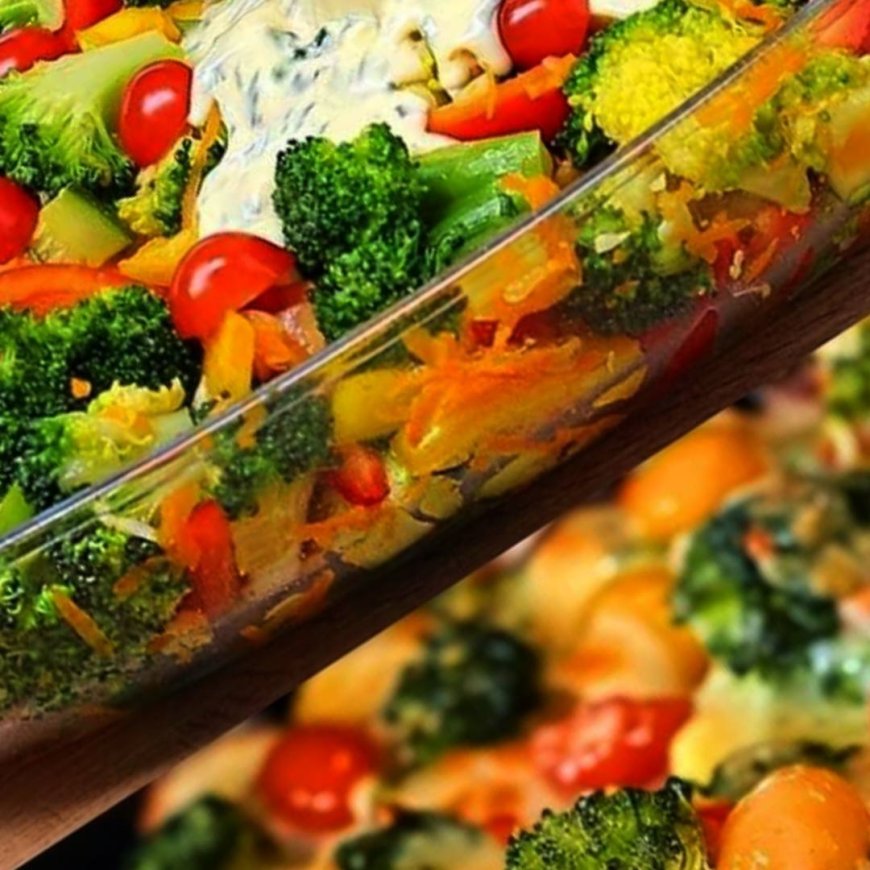 Creamy Baked Broccoli with Tomatoes and Kale