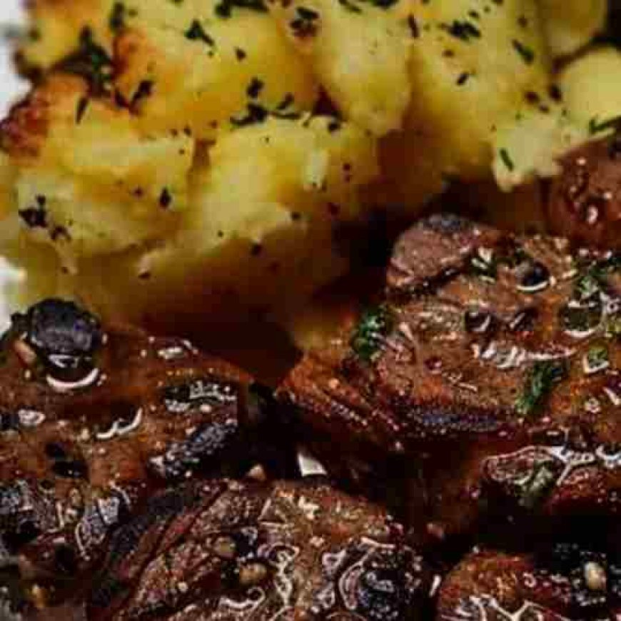 Garlic Butter Steak Bites and Cheesy Smashed Potatoes