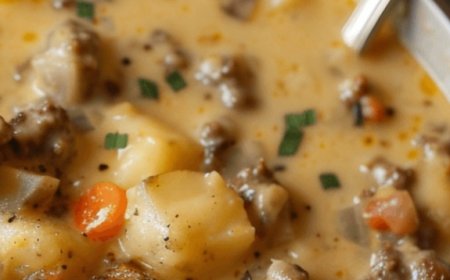 Crockpot Creamy Potato & Hamburger Soup