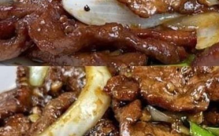 Delicious stir fry with beef and onion