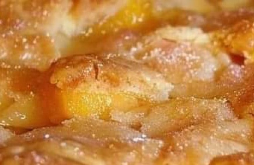 vintage oven-baked peach cobbler