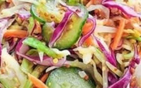 Crunchy Cabbage & Walnut Salad with Honey Mustard Vinaigrette