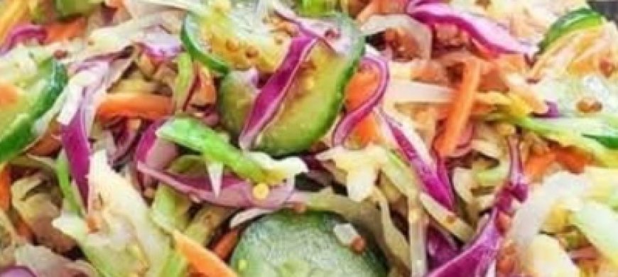 Crunchy Cabbage & Walnut Salad with Honey Mustard Vinaigrette