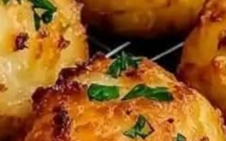 Crispy Potato & Cheese Bombs with Garlic Butter