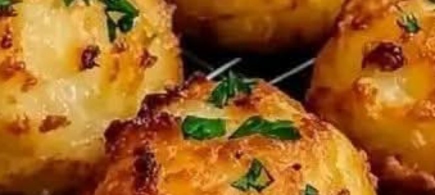 Crispy Potato & Cheese Bombs with Garlic Butter