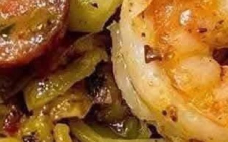 Fried Cabbage with Shrimp Sausage & Bacon