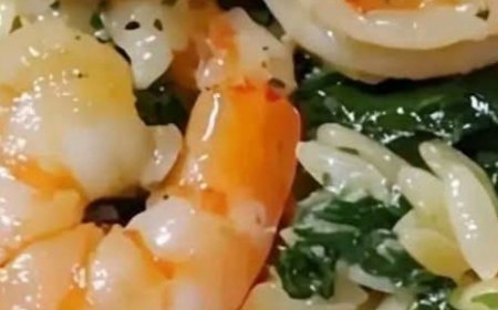 Lemon Garlic Shrimp with Spinach Orzo