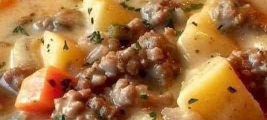 Crockpot Creamy Potato & Hamburger Soup
