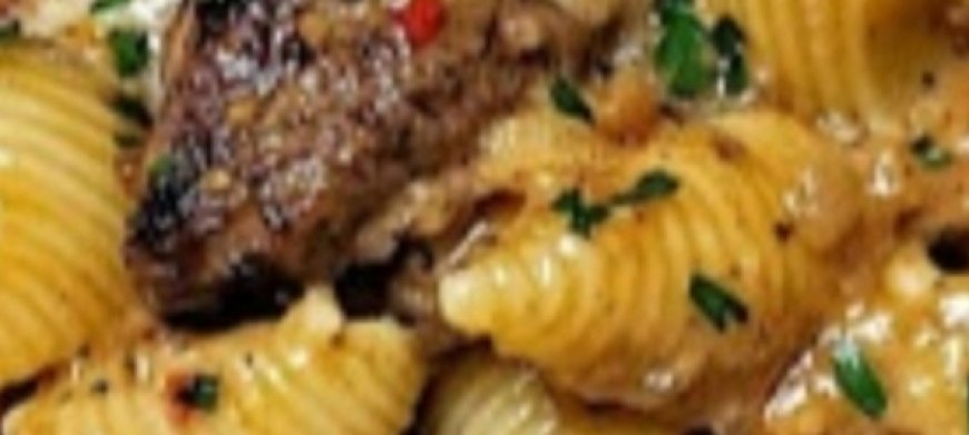 Garlic Butter Steak Bites & Creamy Parmesan Shells