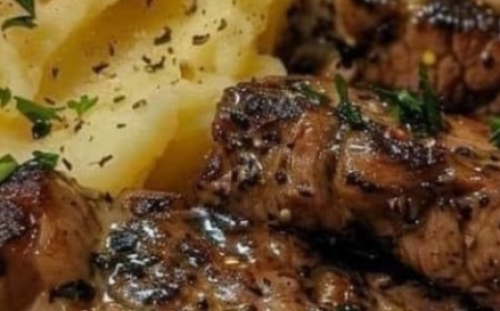 GARLIC BUTTER STEAK BITES AND MASH
