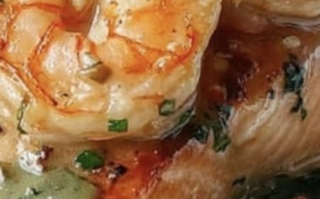 Garlic Butter Salmon & Shrimp with Creamy Mashed Potatoes