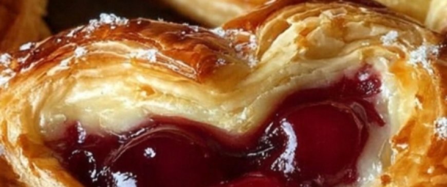 Cherry Heart Puff Pastries