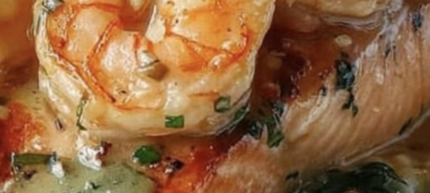 Garlic Butter Salmon & Shrimp with Creamy Mashed Potatoes