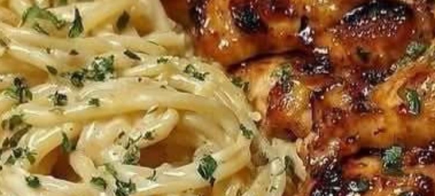 Lemon Garlic Butter Chicken with Creamy Parmesan Pasta