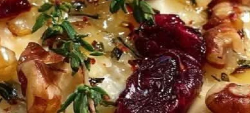 Crispy Flatbread with Brie, Cranberries & Toasted Walnuts with a Hot Honey Drizzle