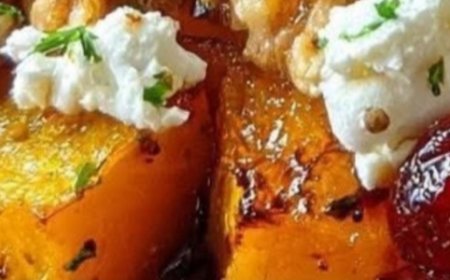 Caramelized Butternut Squash with Feta, Walnuts, and Cranberry-Honey Glaze