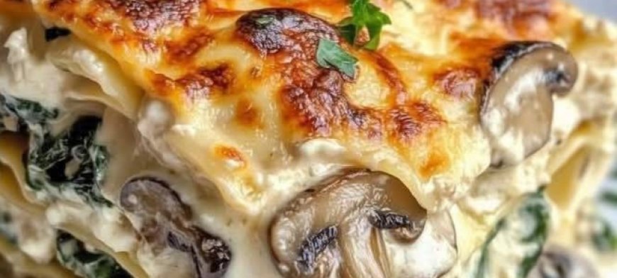 Creamy Spinach & Mushroom Lasagna