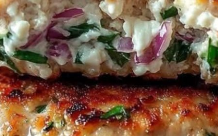 Juicy Greek-Style Chicken Burgers with Fresh Herbs, Feta, and Olive Oil