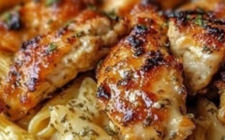 Creamy Garlic Herb Chicken with Cheesy Penne Pasta