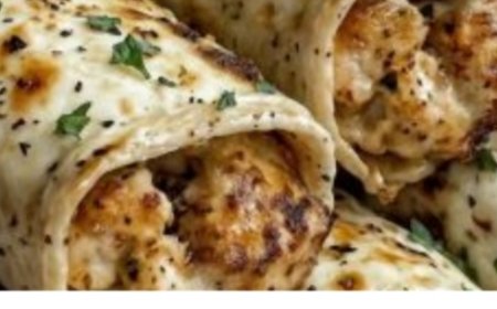 Cheesy Garlic Chicken Wraps
