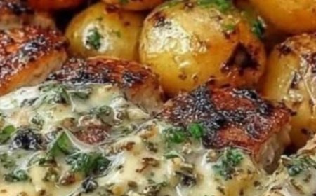 Creamy Garlic Chicken with Roasted Baby Potatoes