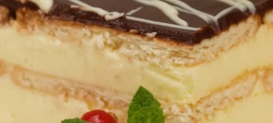 No-Bake Custard Biscuit Cake (Easy & Creamy)